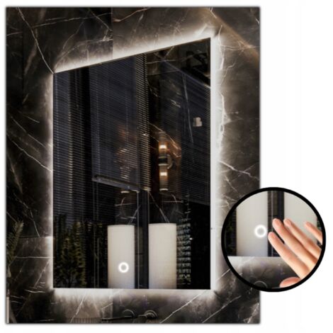 Specchio illuminato a LED 85x105 impermeabile IP65 con interruttore touch