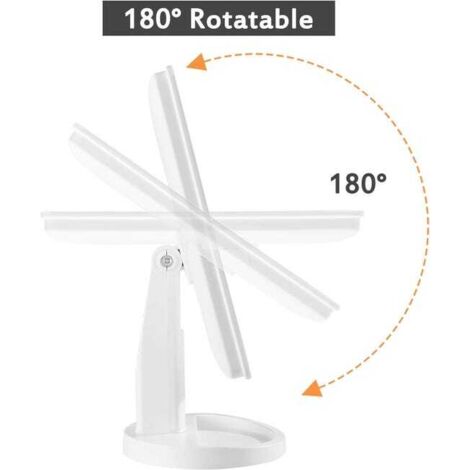 Specchio illuminato, specchio per il trucco a LED con ingrandimento 10x, specchio a LED, ricarica USB e batteria, specchio per il trucco a 180°, specchio ingranditore illuminato