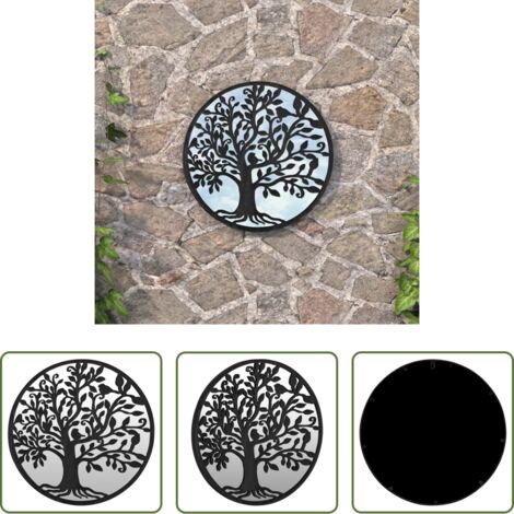 Specchio in ferro -  Specchio da Giardino Nero 40x2,5 cm in Ferro Rotondo da Esterno