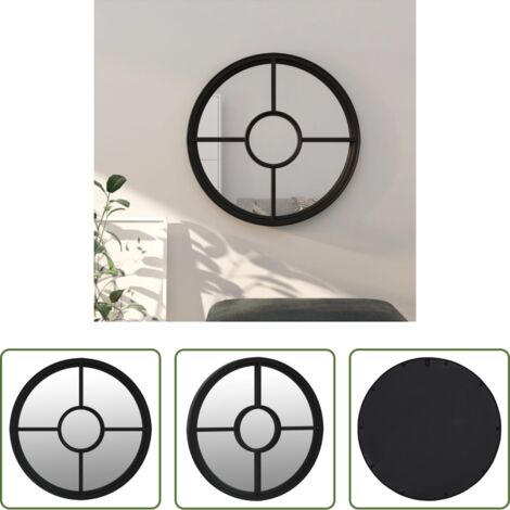 Specchio in ferro -  Specchio Nero 60x4 cm Rotondo in Ferro per Uso Interno