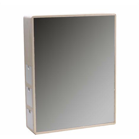 Specchio in legno con cassettini laterealicm 35x10xh45
