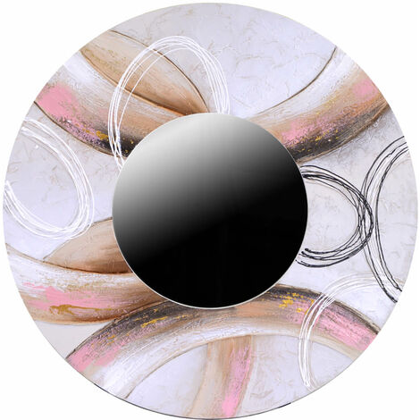 Specchio in legno dipinto rosa tondo cm ø80xh2