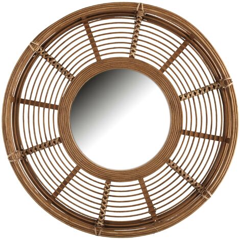 Specchio in legno naturale tondo cm Ø62x8,5