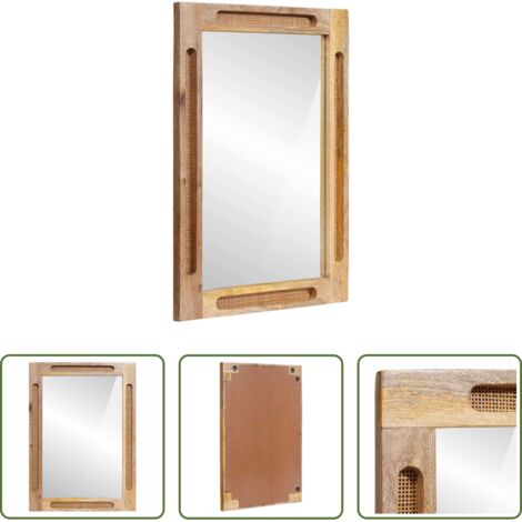 Specchio in legno -  Specchio da bagno con specchio Marrone 50 x 2,5 x 70 cm