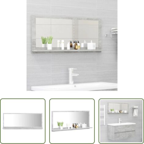 Specchio in legno - Specchio da Bagno Grigio Cemento 90x10,5x37cm Legno Multistrato