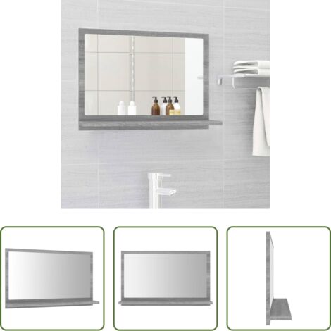 Specchio in legno - Specchio da Bagno Grigio Sonoma 60x10,5x37 cm Legno Multistrato