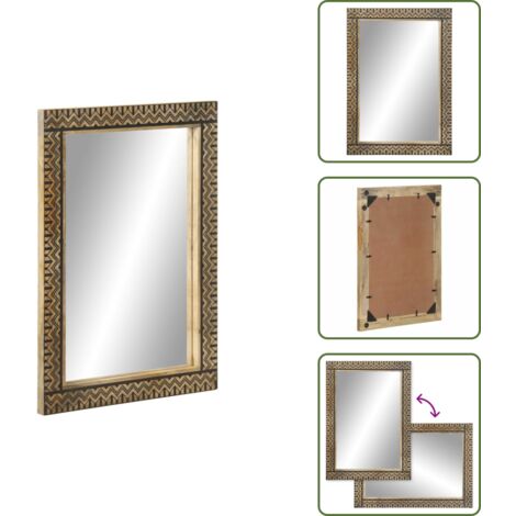 Specchio in legno - vidaXL Specchio da Bagno 50x70 cm in Legno Massello di Mango e Vetro -