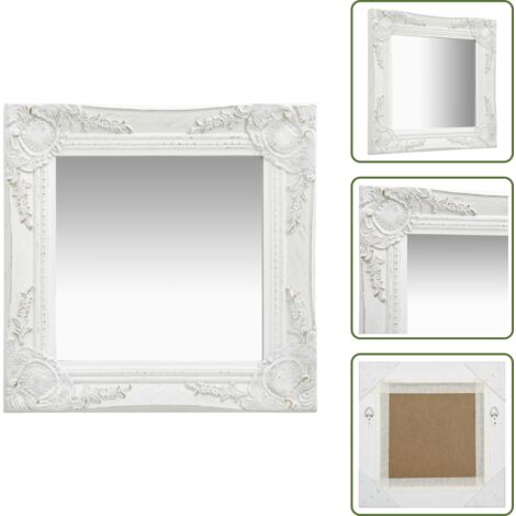 Specchio in legno - vidaXL Specchio da Parete Stile Barocco 40x40 cm Bianco -