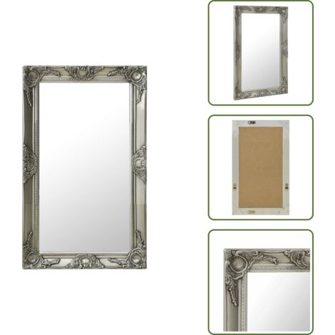 Specchio in legno - vidaXL Specchio da Parete Stile Barocco 50x80 cm Argento -