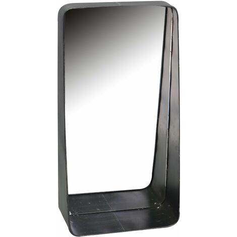 Specchio in metallo nero rettangolare cm 25x12,5xh48