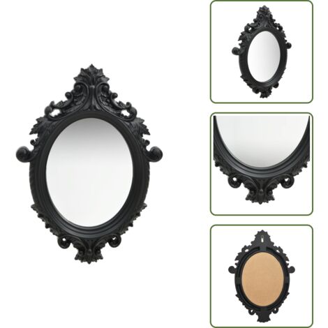 Specchio in PU - vidaXL Specchio da Parete Stile Castello 56x76 cm Nero - Specchio Ovale