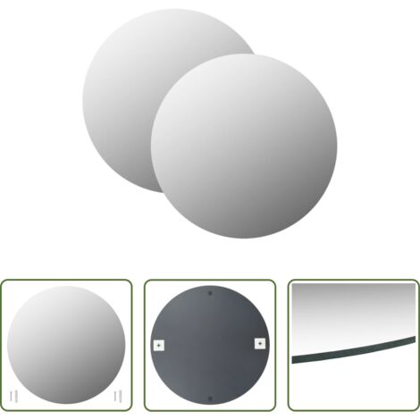Specchio in vetro -  Specchi da Parete 2 pz 60 cm in Vetro Circolari