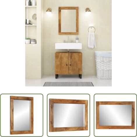 Specchio in vetro -  Specchio 70x50 cm in Legno Massello di Mango e Vetro