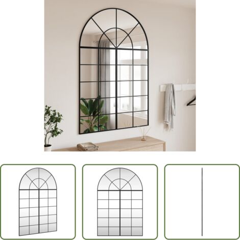 Specchio in vetro -  Specchio da Parete Nero 100x150 cm Arco in Ferro