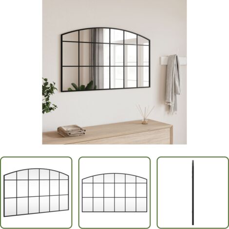 Specchio in vetro -  Specchio da Parete Nero 100x60 cm Arco in Ferro
