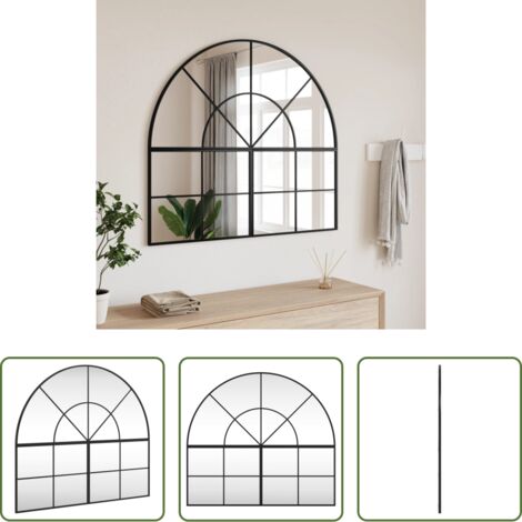 Specchio in vetro - Specchio da Parete Nero 100x90 cm Arco in Ferro