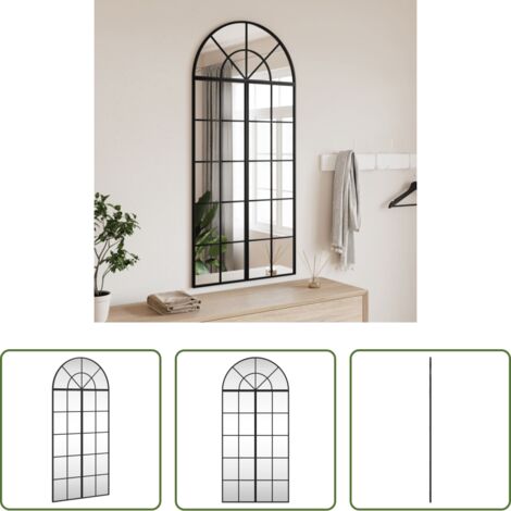 Specchio in vetro -  Specchio da Parete Nero 60x130 cm Arco in Ferro