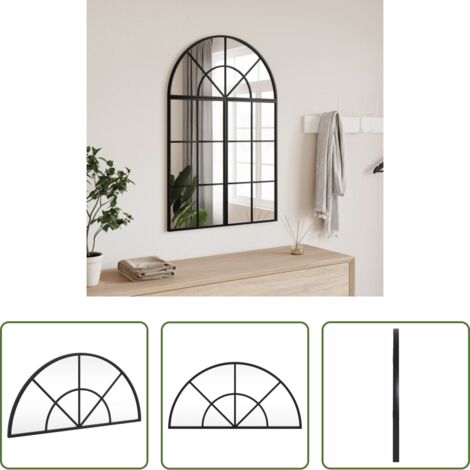Specchio in vetro -  Specchio da Parete Nero 60x30 cm Arco in Ferro