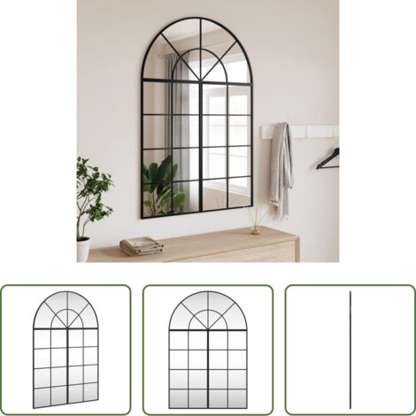 Specchio in vetro -  Specchio da Parete Nero 80x120 cm Arco in Ferro