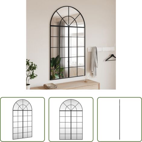 Specchio in vetro -  Specchio da Parete Nero 80x140 cm Arco in Ferro