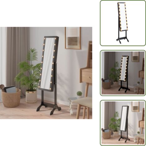 Specchio in vetro - vidaXL Specchio Autoportante con LED Nero 34x37x146 cm - Specchio verticale