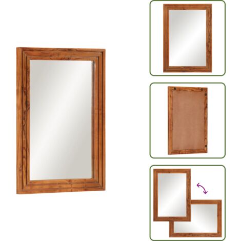 Specchio in vetro - vidaXL Specchio da Bagno 50x70 cm in Legno Massello di Acacia e Vetro - Specchio da parete