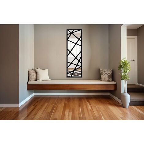 Specchio infrangibile in PVC alta densità modello ARTIC colore nero misura 45x140 cm - Misura: 45x140 cm