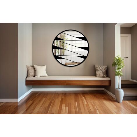 Specchio infrangibile in PVC alta densità modello BLOOM colore nero misura 70x70 cm - Misura: 70x70 cm