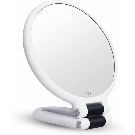 Specchio ingranditore 15x a doppia faccia Specchio pieghevole con manico, specchio per trucco tenuto in mano Specchio per tavolozza per parrucchieri Specchio pieghevole utilizzato per vari dettagli di
