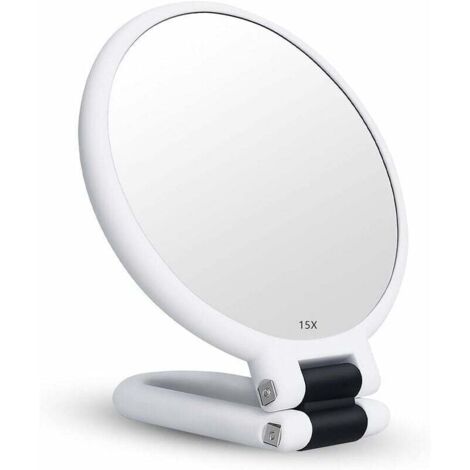 Specchio ingranditore 15x - Bifacciale - Specchio pieghevole con manico - Specchio per il trucco portatile - Specchio per tavolozza per il trucco - Specchio pieghevole utilizzato per vari dettagli del
