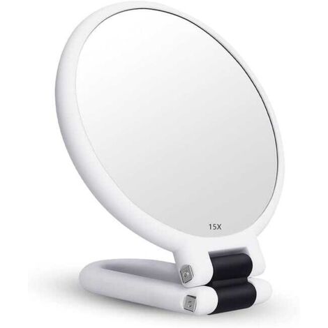Specchio ingranditore 15x, specchio pieghevole bifacciale con maniglia, specchio per trucco portatile, specchio per parrucchiere, specchio pieghevole utilizzato per D