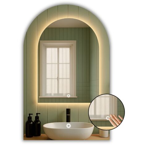 Specchio LED 60x110 con interruttore touch, impermeabile IP65 NOA
