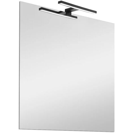 Specchio LED 60x80 cm reversibile con luce naturale nero opaco