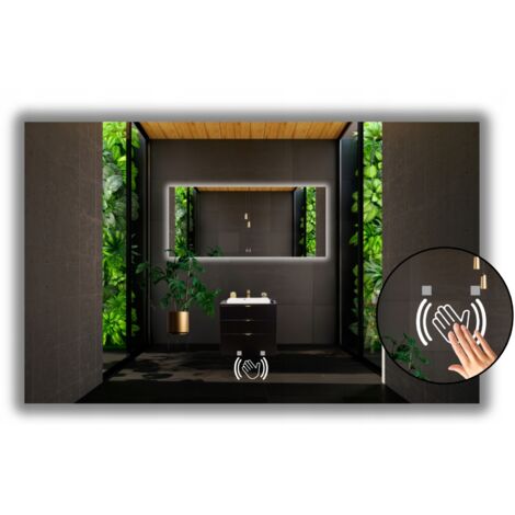 Specchio LED 75x65 con interruttore sensore touchless, impermeabile IP65