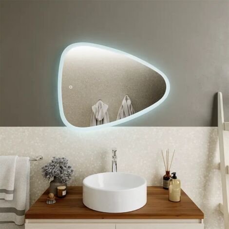 Specchio Led bagno 70x55 cm Reversibile con Sensore Touch-screen Mod. Diadema
