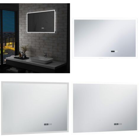 Specchio LED Bagno con Sensore Tattile Schermo Orario 100x60cm - Illuminazione LED - Specchio con orologio