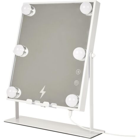SPECCHIO LED con altoparlante e caricabatterie GIREVOLE in metallo