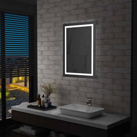 SPECCHIO PARIS 100x80 cm CORNICE NERA RETROILLUMINATO REVERSIBILE STRIP LED  19 W LUCE NEUTRA