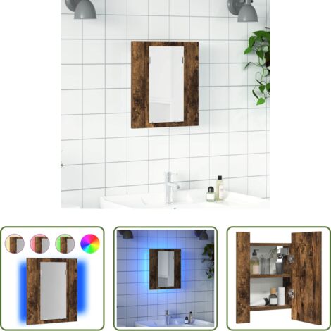 Specchio LED -  Mobile Bagno Specchio LED Rovere Fumo 40x12x45cm Multistrato