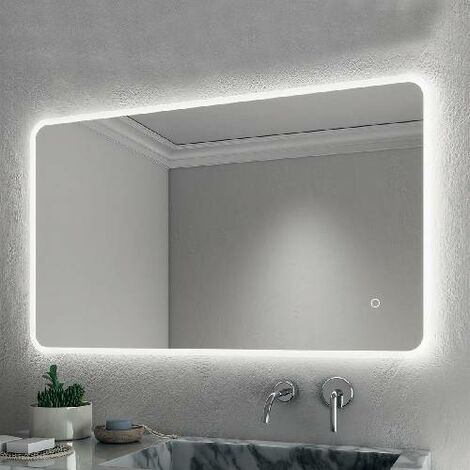 sunrik Specchio da Bagno a LED 80x100cm, specchio bagno con illuminazione  (6500K bianco freddo), specchio luce con interruttore a sfioramento :  : Casa e cucina