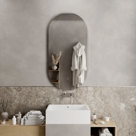 Specchio Led ovale 40x80 cm Retroilluminato Luce Calda/Fredda con Sensore Touch-screen