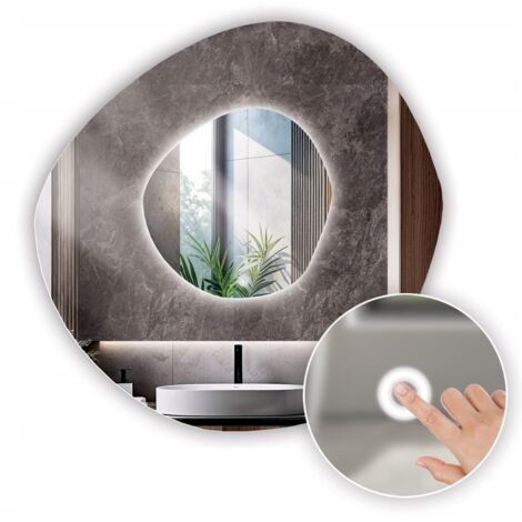 Specchio LED ovale irregolare ELIOS 80x80 con interruttore touch