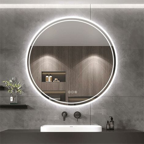 Specchio da Bagno Retroilluminato Rotondo LED Specchio Tondo Retroilluminato Bagno con Led luce da Parete Touch, Antiappanamento