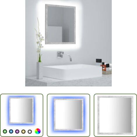 Specchio LED - Specchio da Bagno a LED Grigio 40x8,5x37 cm in Acrilico