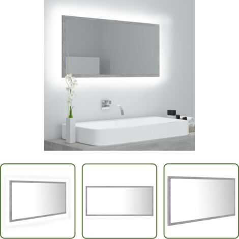 Specchio LED - Specchio da Bagno a LED Grigio 90x8,5x37 cm in Acrilico
