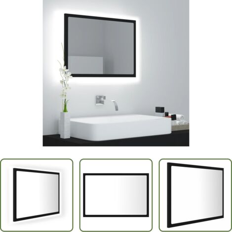Specchio LED -  Specchio da Bagno a LED Nero 60x8,5x37 cm in Acrilico
