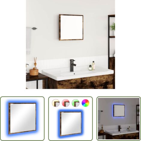 Specchio LED -  Specchio da bagno LED con specchio Rovere fumé 40 x 37 x 8.5 cm