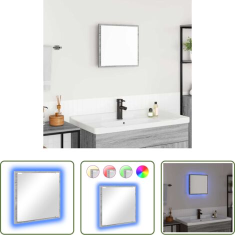 Specchio LED - Specchio da bagno LED Grigio Sonoma 40 x 37 x 8.5 cm