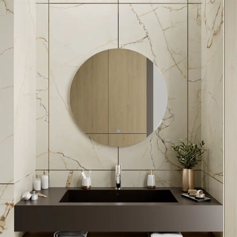 Specchio Led Tondo Ø 70 cm Retroilluminato Luce Calda/Fredda/Neutra con Sensore Touch-screen