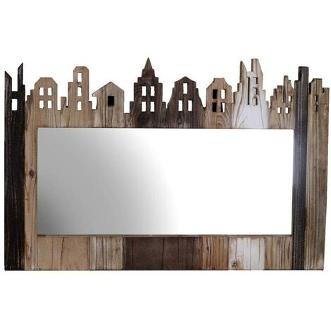 Specchio legno naturale casette cm 78